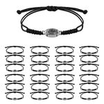 24pcs Football Bracelet, Adjustable Braided Sports Rope Football Bracelet Charms Rugby Bracelet with Football Pendant Decoration for Teens Girls Boys Men Women Team Players