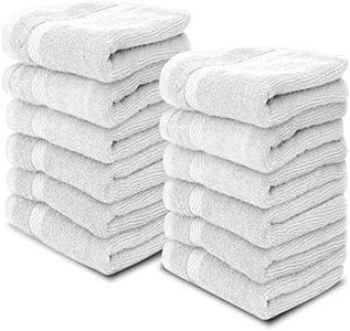 White Classic Luxury Cotton Washcloths - Large Hotel Spa Bathroom Face Towel | 12 Pack | Silver