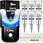 CHICY Teeth Whitening Kit With LED Light,Cooperate with New 35% Carbamide Peroxide Teeth Whitening Gel(6) 5ml,Built-In 10 Minute Timer Restores Your Gleaming White Smile