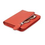 FT FUNTOR Small Wallet for Woman with Card Ladies Bifold Zipper Pocket RFID Blocking Leather Wallet Purse (Orange)