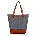 Lychee bags Womens Canvas Black Stripe Print Tote Bag