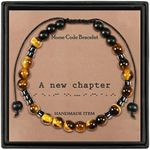 YELUWA Gift for Men Women A New Chapter Morse Code Bracelets for Women Men Girls Mothers Day Birthday Christmas Valentine Gifts Jewelry Cord Wrap Tiger Eye Bracelets with Black Mates Beads