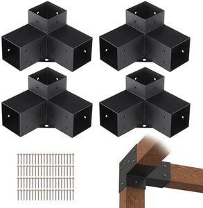 VEVOR Pergola Bracket Kit 101x101mm, 4pcs 3-Way Heavy Duty Corner Bracket Woodworks DIY Post Base Kit, Easy Installation Wooden Beams for Gazebos, Patio Pergolas, Log Cabin Outdoor Pergola Hardware