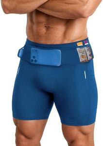 Mens Running Tights with Pockets Compression Running Shorts Workout for Gym