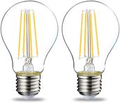 Amazon Basics LED E27 Edison Screw Bulb, 7W (Equivalent to 60W), Clear Filament, Warm White, Non Dimmable, (Pack of 2)