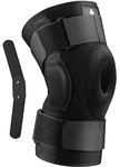 NEENCA Hinged Knee Brace with Stabilizers for Max Support, Open Patella Knee Support for Knee Pain Relief, Joint Pain Relief, Injury Recovery HX056 (L, Black)