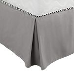 PiccoCasa Pleated Bed Skirt Classic Polyester Dust Ruffled with 14 Inch Drop Dark Gray Queen