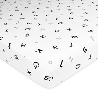 American Baby Company Fitted Mini Crib Sheet 24" x 38", Soft Breathable Neutral 100% Cotton Jersey Portable Sheet, Alphabet, for Boys and Girls, Fits Most Pack N Play and Mini Crib Mattresses