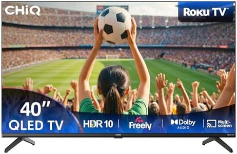 CHiQ L40QM10K 40 Inch Smart TV, Full HD QLED PRO Display, DCI-P3 90% Wide Colour, HDR10, ROKU TV OS, Works with Alexa, DVB-T/T2, Dolby Audio, 2x HDMI, USB, Frameless Design