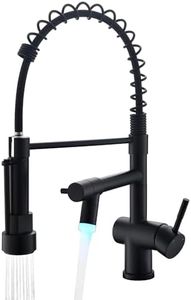 VFAUOSIT Kitchen Faucets with LED Light, Commerical Black Kitchen Faucet with Pull Down Sprayer, Stainless Steel High-arc Kitchen Sink Faucet wiht Single Handle for Modern RV Camper Laundry Bar Sink