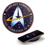 Star Trek Qi Wireless Charger with Backup Battery Pack for Wired and Wireless Charging. Portable Wireless Phone Charger with Starfleet Illuminated Logo. StarTrek Gifts, Collectibles, Gadgets