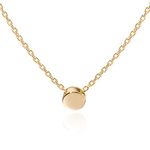 S.Leaf Minimalism Tiny Dot Necklace Sterling Silver Ball Pendant Collar Necklace (gold)