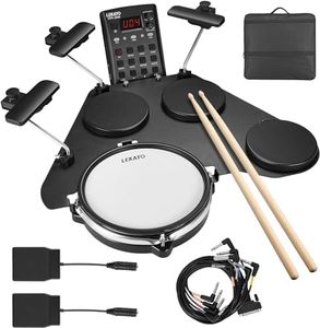 LEKATO Electric Drum Set, Electronic Drum Kit for Beginners, with Mesh Pad, 220+ Sounds, USB MIDI, 2 Pedals, Portable Electric Drum Kit with Carry Bag (Black)