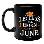 FirseBUY Funny Legends are Born in June Black Ceramic Coffee Mug for Men and Boys - 325ml