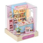 CUTEROOM DIY Doll House Miniature Furniture Wooden House Kit with Dust Cover & LED Light and Accessories - New Three Styles QT Series Dollhouse (QT045)