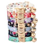 Personalized Cat Collar with Engraved Name and Phone Number - Customizable Kitten Collars for Girls (Floral Collar)