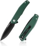 FLISSA Folding Pocket Knife, 4.5" G10 Handle EDC Knife with D2 Steel Blade, Liner lock and Pocket Clip, Tactical Knives for Men Women, Uesd for Outdoor, Survival, Hunting and Camping (Green)