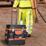 BOLTWORK Tool Bag With Wheels, 18” Rolling Tool Bag, Oxford Cloth Nylon Pro Tradesman Quality, 150kg Load Rated, With Telescopic Handle, 1% Of Sale Value Will Be Donated To Children’s Hospital.