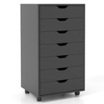 CASART Rolling File Cabinet, 5/7 Drawers Freestanding Storage Organizer Cupboard on Wheels, Home Office Lateral Filing Chest (Black, 7 Drawers)