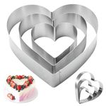 Ulsam Cake Mold, 3pack Stainless Steel Cake Ring Set Tart Rings Crumpet Rings, 4/6/8 inchs Heart Shaped Cake Rings Pastry Rings Cake Mould Cake Rings for Muffin Ring DIY Tart Ring