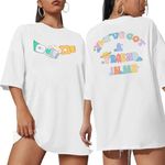 Oversized Youve Got A Friend Shirt Women Magical Shirt Funny Letter Print Tee Family Holiday Vacation Short Sleeve Tops, White, X-Large