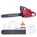 58CC Gas Chainsaw, 20 Inch Power Chain Saw, 2-Cycle Handed Petrol Chainsaws Gasoline Chainsaws Garden Tool for Cutting Trees, Wood, Outdoor Home Garden and Farm Use