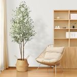 Alupssuc 6FT Artificial Olive Tree, Fake Olive Tree with Lifelike Olive Leaves, Faux Olive Tree Indoor Outdoor for Home Living Room Bedroom Balcony Corner Office Garden Decor, 180cm