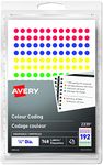 Avery Removable Colour Coding Labels, 1/4 Inch, Assorted Blue, Green, Red, Yellow Colour Dots, 768 Dots Per Pack, (2339)