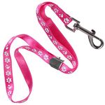 GROOM PROFESSIONAL Ajax Dog Grooming Loop Leash with Metal Slider - Strong Nylon Material - Comfortable & Secure - Paw Print Design - 42cm, Pink