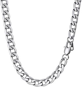 PROSTEEL Cadena Acero 61cm Mujer Hombre Collar de Eslabones Cubanos 9mm Ancho