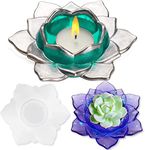 53 Arts1 pcs of Lotus Tealight Candles Holders Resin Mold Flower Candlestick Epoxy Casting Silicone Molds Lotus Storage Box Mold for DIY Candlestick, Jewelry Box, Candy Tray