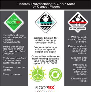 Ultimat Polycarbonate Chair Mat for Carpets Over 12mm, 119x89cm – Rectangular