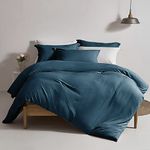 MILDLY Super Soft Duvet Cover - 100% Washed Microfiber Peacock Blue Comforter Cover Set 3 Pieces with Zipper Closure & Corner Ties (No Comforter)