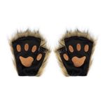 Cosplay Animal Fingerless Fursuit Paws for Adult Furry Bear Cat Wolf Dog Gloves Party Halloween Cosplay Costume, Yellow