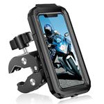 BTNEEU Motorbike Phone Holder Waterproof Motorcycle Phone Mount 360° Rotation Bicycle Handlebar Phone Holder Anti Vibration Moped Mobile Phone Holder with Touch Screen for 5.5" to 7.0" Smartphone