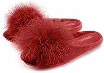BCTEX COLL Women's Cozy Velvet Memory Foam House Slipper, Ladies Fuzzy Bedroom Slipper Non-slip Sole(red9-10)