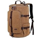 BAOSHA HB-26 Vintage Canvas Men Holdall Weekend Travel Duffel Bag Backpack Messenger Shoulder Bags Convertible Travel Hiking Rucksack Weekender Overnight Bag (Coffee)