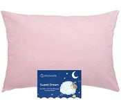 Aisawate Toddler Pillow with Pillowcase - 13X18 Soft Organic Cotton Travel Pillows for Sleeping - Machine Washable - Toddlers, Kids, Child - Perfect for Toddler Cot, Bed Set（Pink）