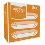 500 Paper Hot Dog Trays | White Hot Dog Wrappers | 8 Inch Hotdog Tray Holders Plates | Disposable Fluted Hotdog Boats | Hotdog Container - Concession Stand Trays - Hot Dog Cart Accessories