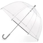 The Weather Station Children's Rain Umbrella, Manual Metal Folding Stick Umbrella, Windproof, Lightweight, Full Coverage Arc, Clear Dome, 18 Inch Arc, Compact