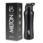 MILTON Comet 1000 Stainless Steel Water Bottle 1000 ml, Single Walled, ISI Certified I Leak Proof Lid, Rust Proof I For School, Office, Gym I Black