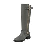 DREAM PAIRS Women's Knee High Boots Wide Calf Low Heel Riding Boots Fall Tall Boots for Women,Size 8.5,Grey,Utah-W