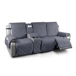 TAOCOCO Non Slip Recliner Sofa Covers for 3 Cushion Couch, Waterproof Reclining sofa cover for Leather Sofa with Console, Split Reclining Couch Cover Recliner Furniture Protector (3 Seater, Dark Grey)