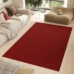 TAPISO Nizza Area Rug Red Melange Anti-Slip Washable Loop Plain Monochrome Living Room Bedroom Durable OEKO-TEX Carpet Size - 160 x 220 cm (5ft3 x 7ft3)