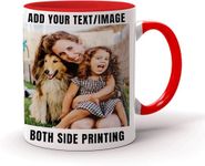 EKAM Personalised Mug Text Photo Printed Collage Design Logo Custom Gift Cup 11oz, Birthday Christmas Novelty Present Gift for Mum Dad Friend Sister Brother Grandparents Gift for Him Her (Red)