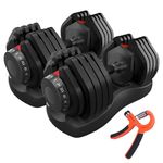 HAKENO 2x24kg/40kg Pair Adjustable Dumbbell 15 Weight in 1 with Fast Automatic Adjustable and Weight Plate for Body Workout Home Gym dumbbell（2pcs set） (2x24kg(A))