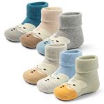 Baby Winter Warm Socks Baby Girl Thick Non Slip Ankle Crew Socks Baby Boy Terry Socks Infants 6 Pack 6-12 Month