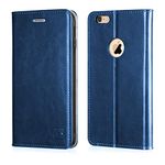 Belemay iPhone 6s Plus Case, iPhone 6 Plus Case, Genuine Leather Case Slim Wallet Flip Cover [Durable Soft TPU Inner Case] Card Holder Slots, Kickstand, Cash Pocket Compatible iPhone 6/6s Plus, Blue