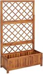 vidaXL Solid Acacia Wood Raised Bed with Built-in Trellis - Weather-Resistant Outdoor Planter for Backyard, Patio, Garden - Size 85x38x150 cm