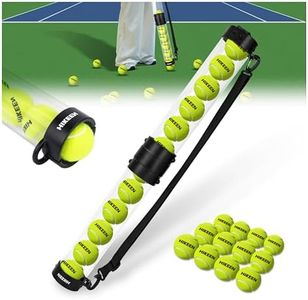 Hikeen Durable Tennis Ball Pick up Tube with 12 Tennis Balls,Quick Pickup & Storage Tennis Ball Tube with Shoulder Strap for Tennis Accessories - Includes 12 Balls
